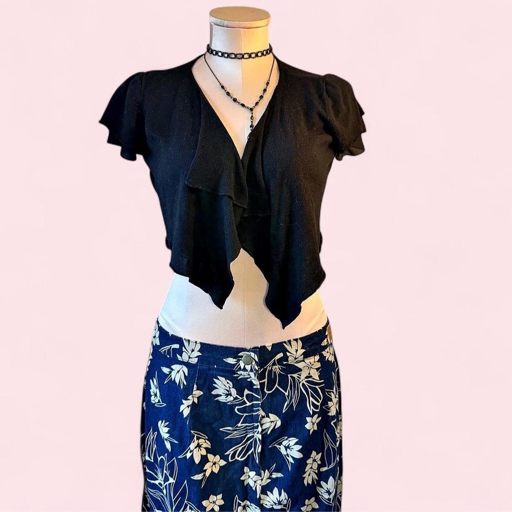 Y2K blue & white‎ floral maxi skirt